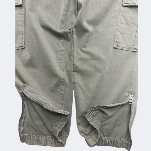 Liverpool Cargo Trouser Women 22W Army Green Zip Hem Joggers Utility Pockets - Picture 5 of 12